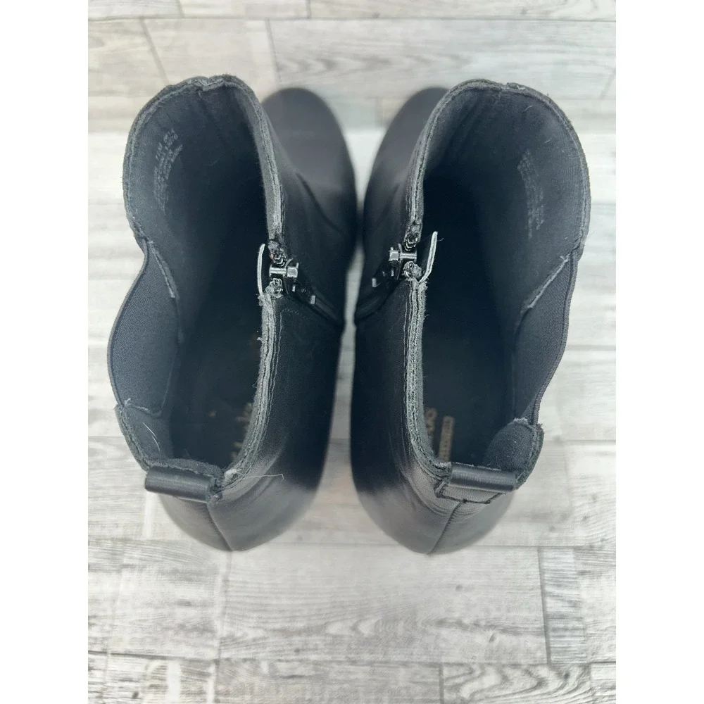 Clarks Boots Womens Size 11 Black Leather Wedge Ankle‎ Booties Side Zip Comfort
